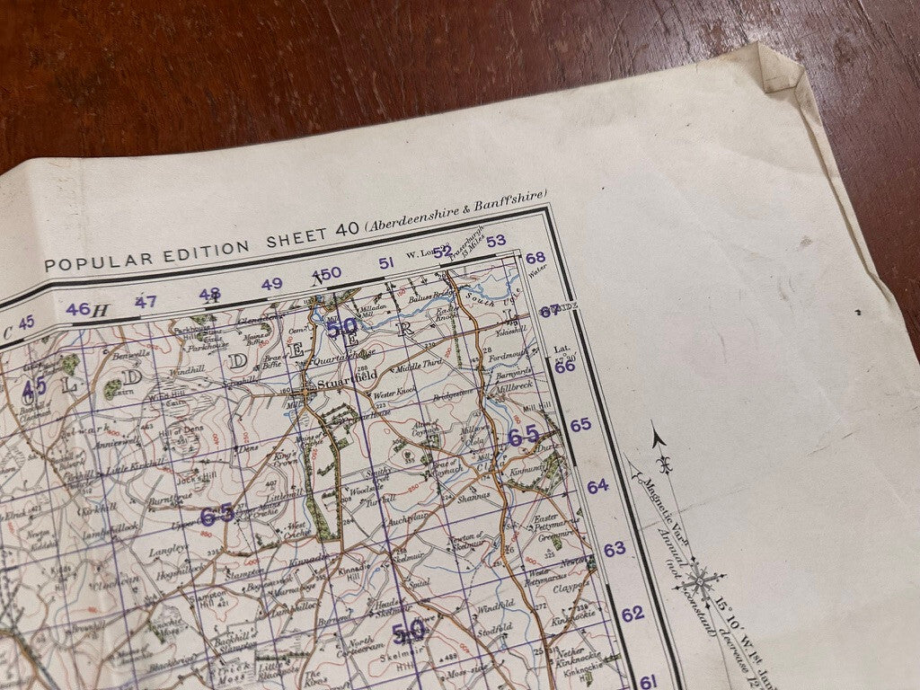 Original WW2 British Army GSGS Map of Scotland - Inverurie & Ellon - The Militaria Shop
