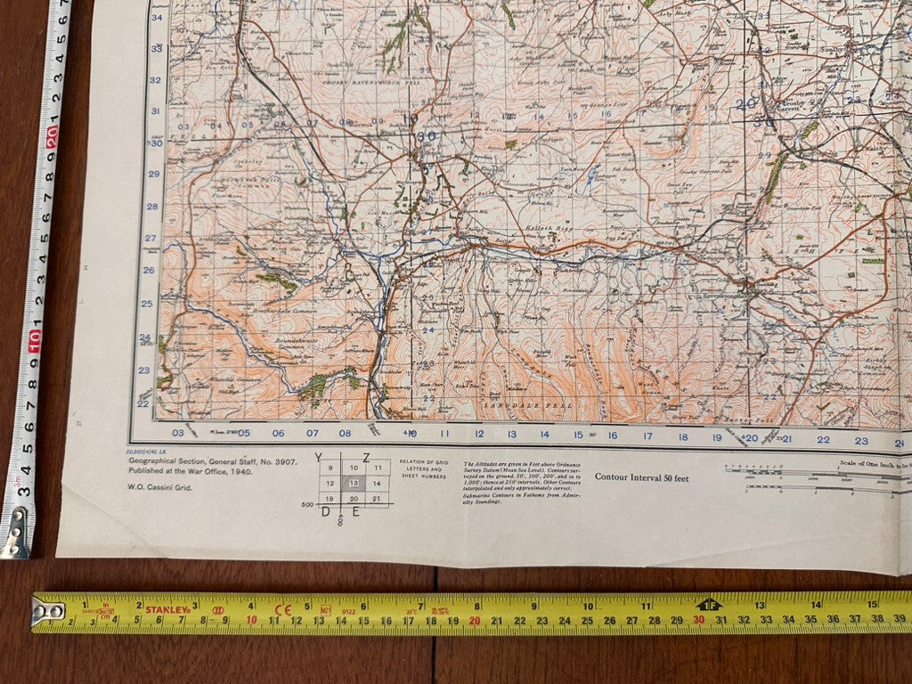 Original WW2 British Army GSGS OS Map of England - Kirkby Stephen & Appleby - The Militaria Shop