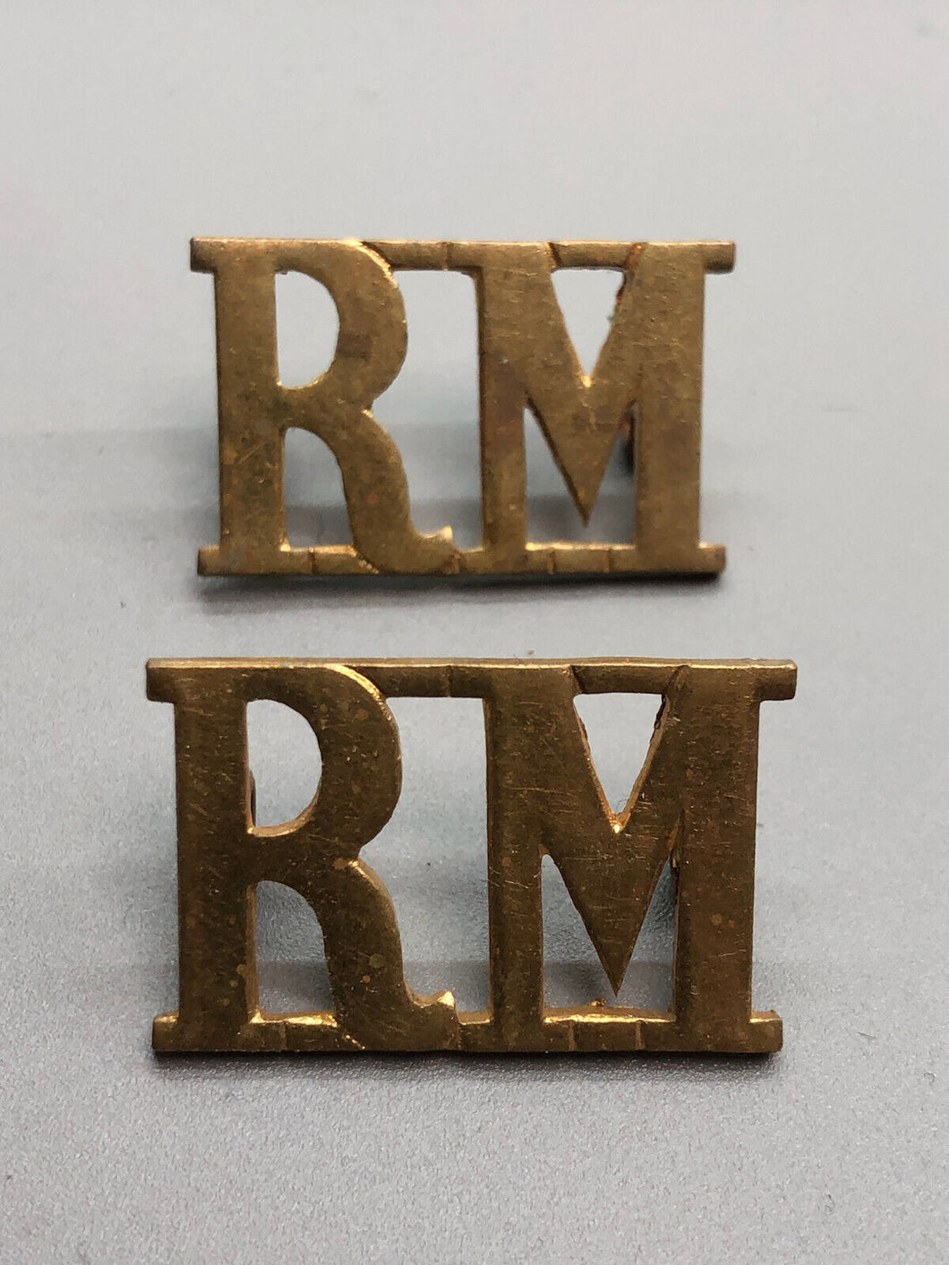 Original British Army WW2 Pair of Royal Marines (RM) Shoulder Titles