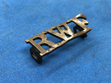 Load image into Gallery viewer, Original WW2 British Army Royal Welsh Fusiliers Brass Shoulder Title
