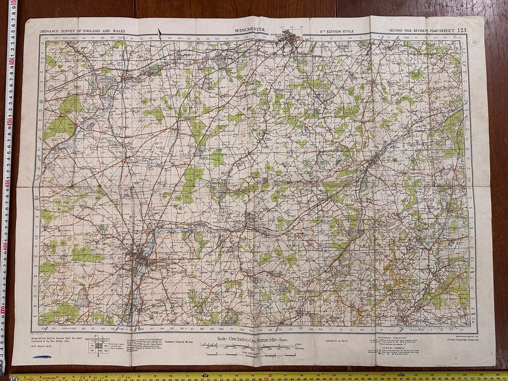 Original WW2 British Army GSGS OS Map of England - Winchester - The Militaria Shop