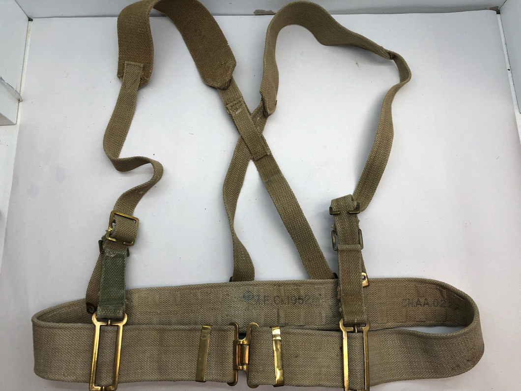 Original British Army WW2 37 Pattern Belt & Shoulder Straps Set - 42