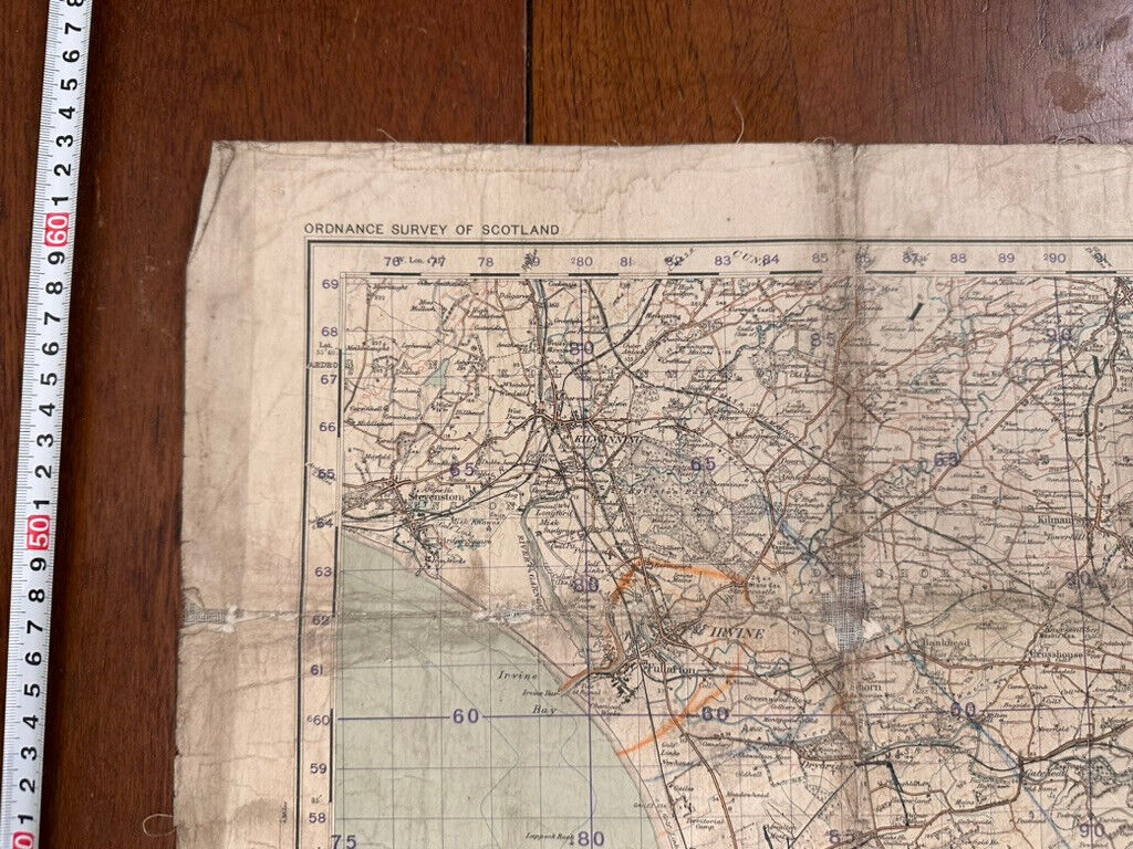 Original WW2 British Army GSGS OS Map of Scotland - Kilmarnock & Ayr - The Militaria Shop
