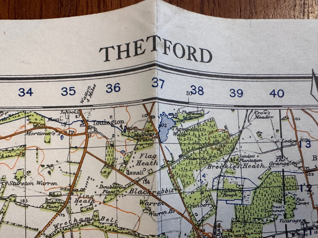 Original WW2 British Army GSGS Os Map of Great Britain - Thetford - The Militaria Shop
