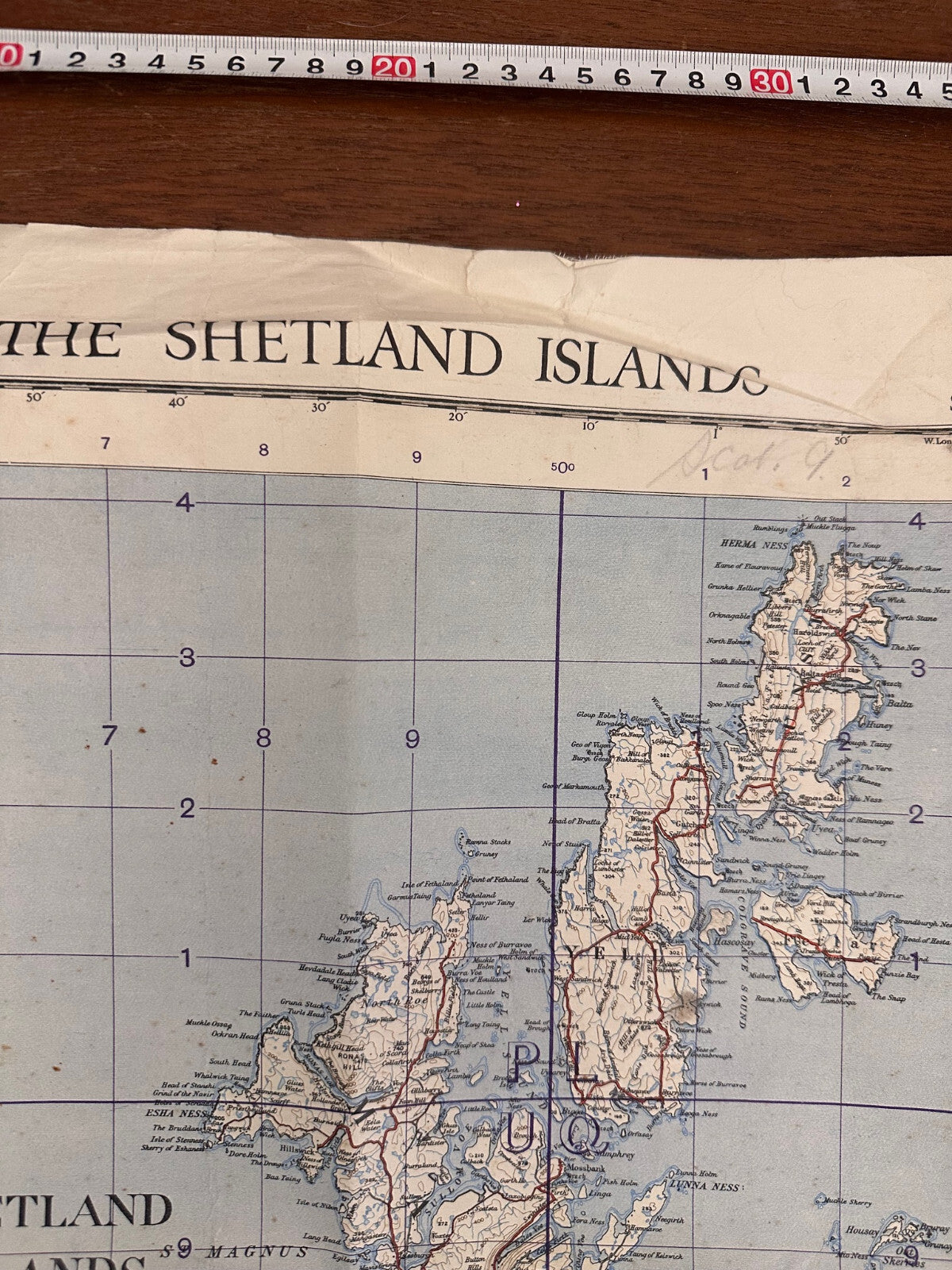 Original WW2 British Army RAF Navy Base Map of Great Britain - Shetland Islands - The Militaria Shop