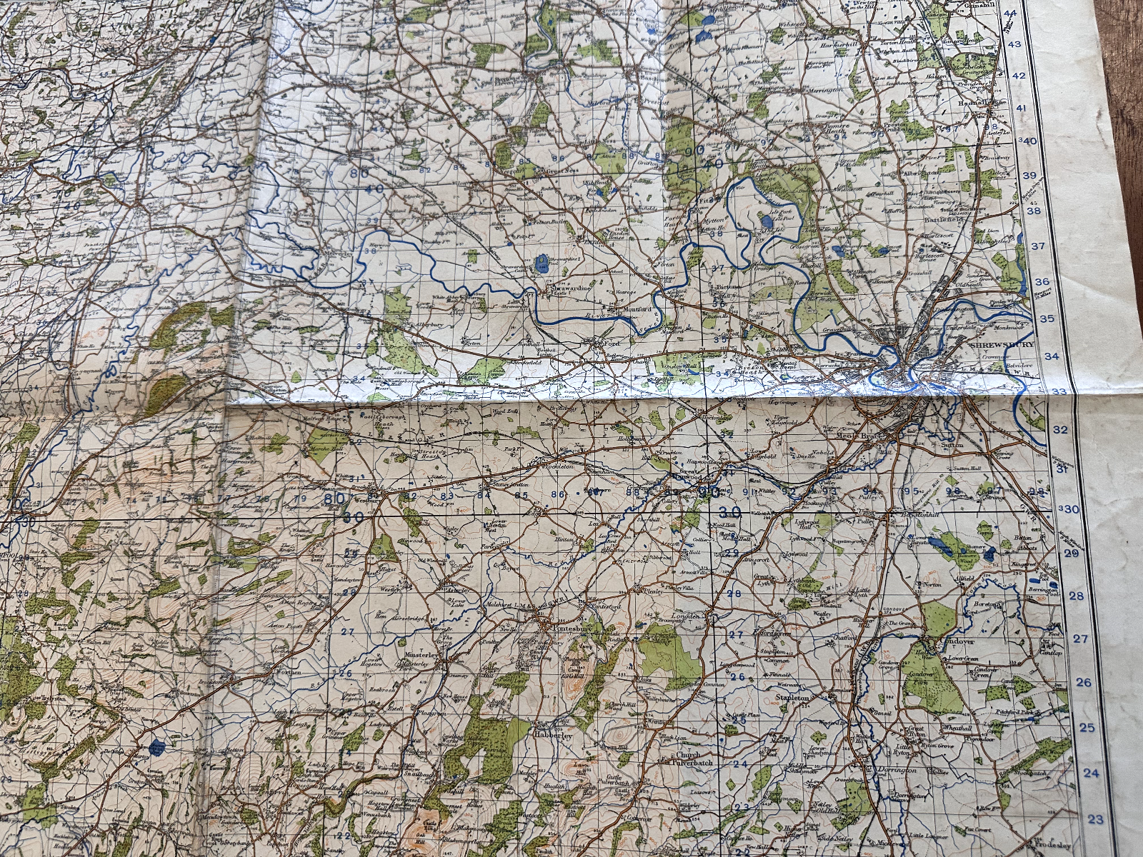 Original WW2 British Army GSGS Map of England & Wales - Shrewsbury & Welshpool - The Militaria Shop