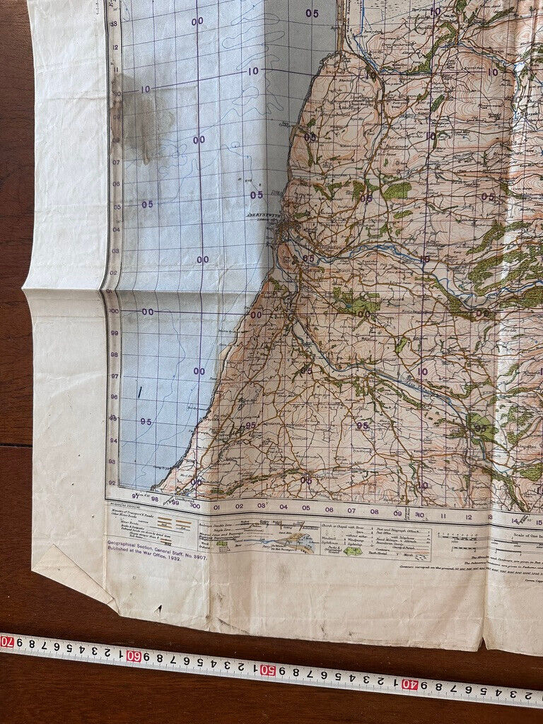 Original WW2 British Army OS Map of Great Britain - Barmouth & Aberysthwyth - The Militaria Shop