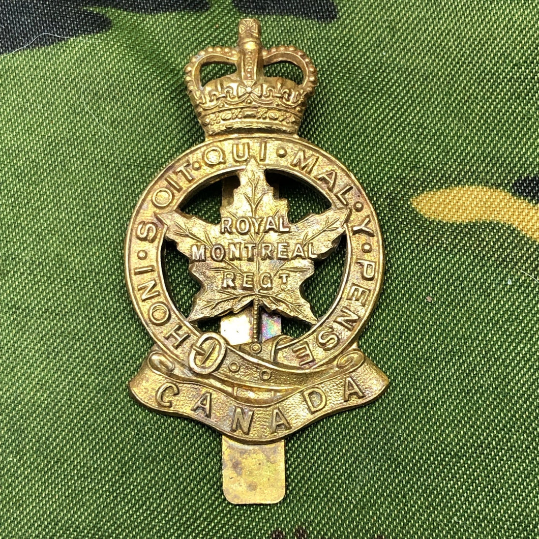 Genuine Canadian Army Brass Cap Badge - Royal Montreal Regiment - The Militaria Shop
