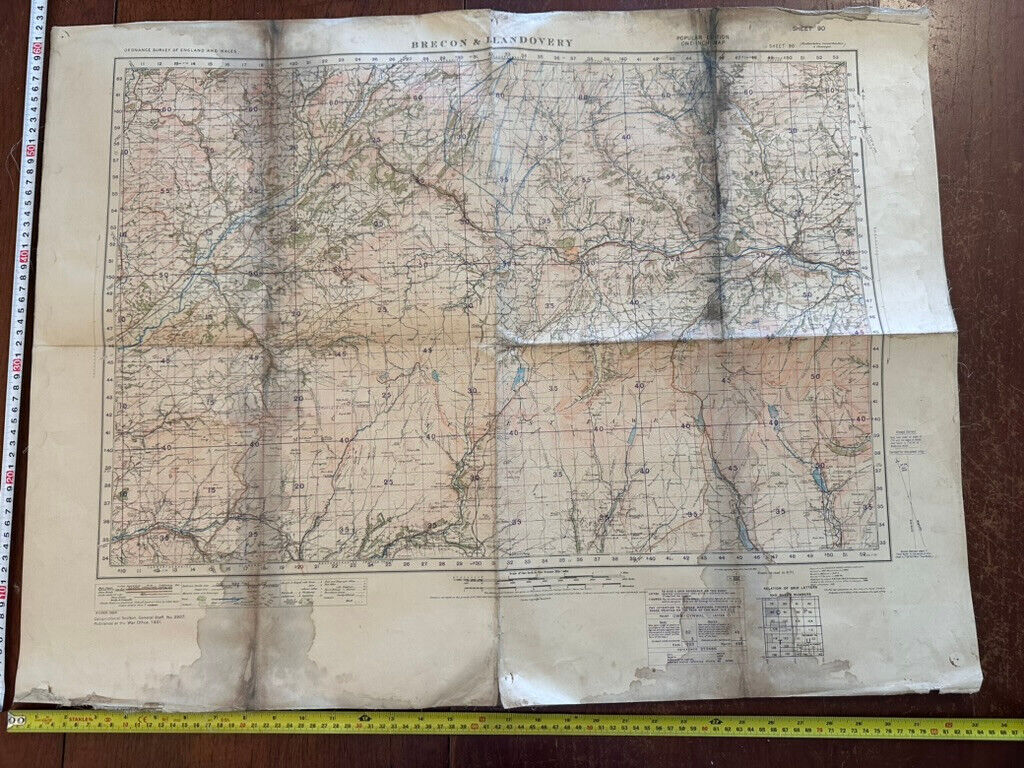 Original WW2 British Army GSGS OS Map of Great Britain - Brecon & Llandovery - The Militaria Shop