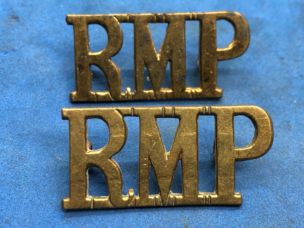 Original WW2 British Army Royal Military Police (R.M.P.) Brass Shoulder Titles