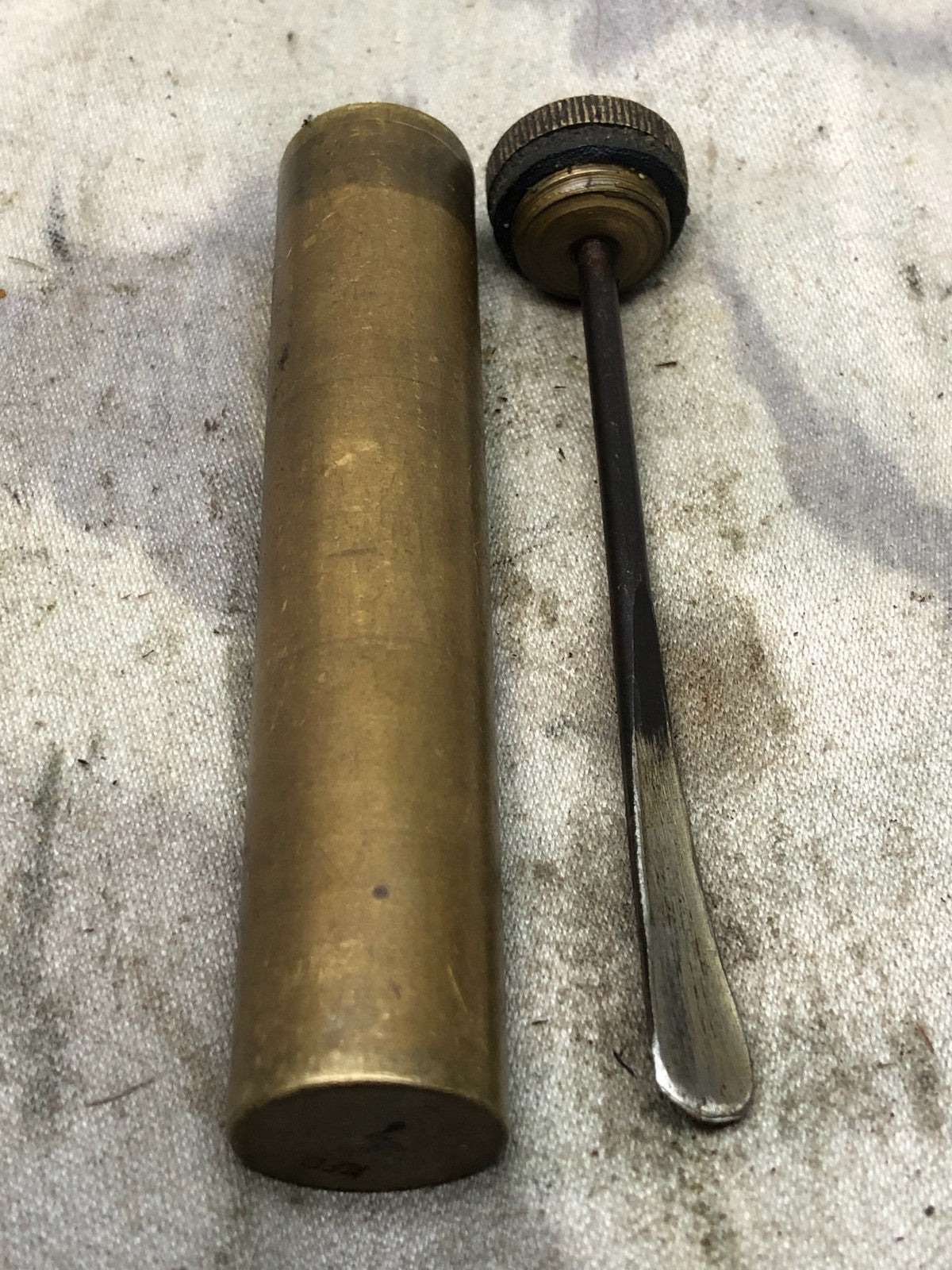 Original WW1 British Army SMLE Enfield Brass Oil Bottle - EFD Marked - The Militaria Shop