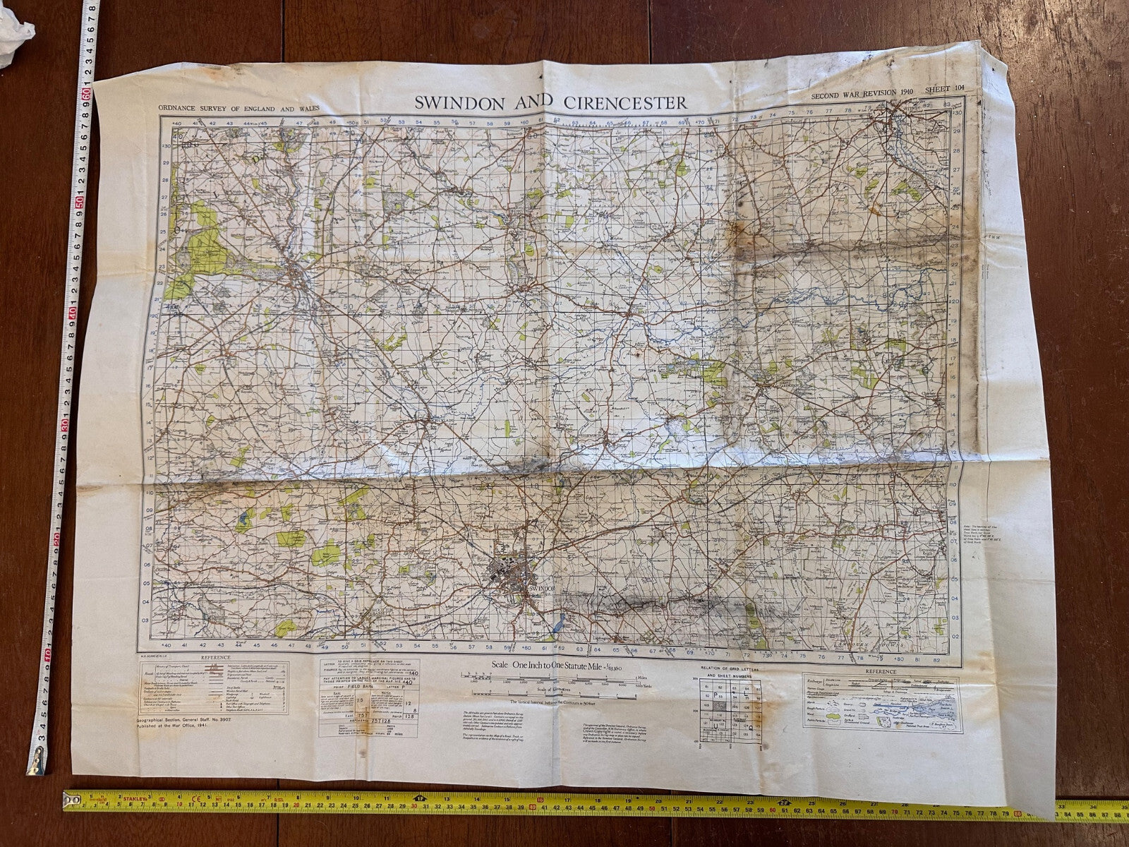 Original WW2 British Army GSGS OS Map England - Swindon & Cirencester - The Militaria Shop