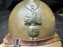 Load image into Gallery viewer, Original WW2 French Army M1926 Adrian Helmet Complete with Liner &amp; Chinstrap
