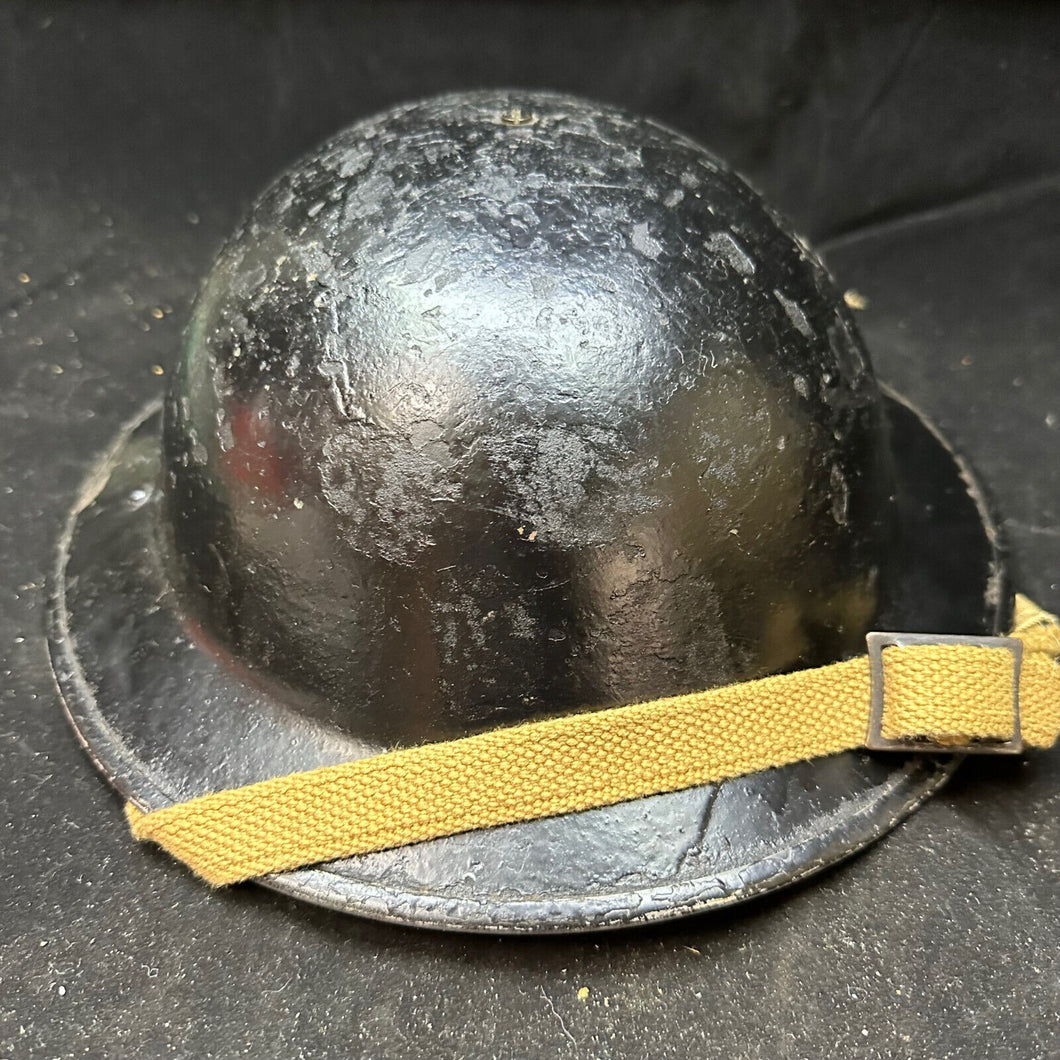 Original WW2 British Home Front Warden Helmet Complete Refitted for Reenactment