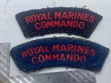 Load image into Gallery viewer, Original British Army Royal Marines Commando Shoulder Badges - 1 Black &amp; 1 Blue
