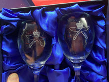 Load image into Gallery viewer, Original Matching Pair of Gurkha Regimentally Engraved Wine Glasses in Box
