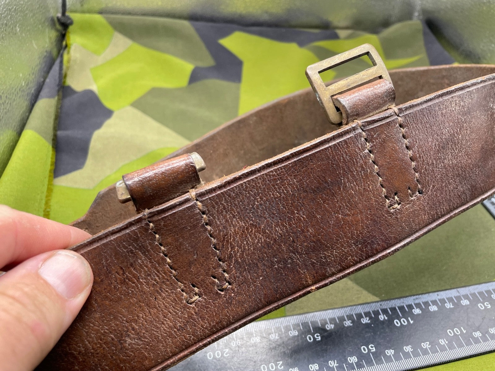Interesting British Army Victorian Leather Belt with Brass Loops - The Militaria Shop