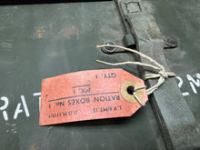 Load image into Gallery viewer, Original British Army &quot;2 MEN - 1 DAY&quot; Vehicle Rations Box - WW2 - New Old Stock
