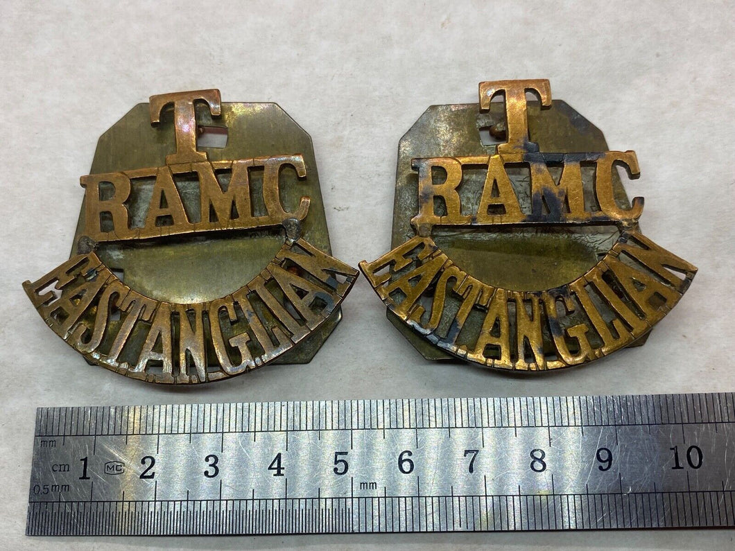 Pair of Original WW1 Royal Army Medical Corps Territorial Brass Shoulder Titles