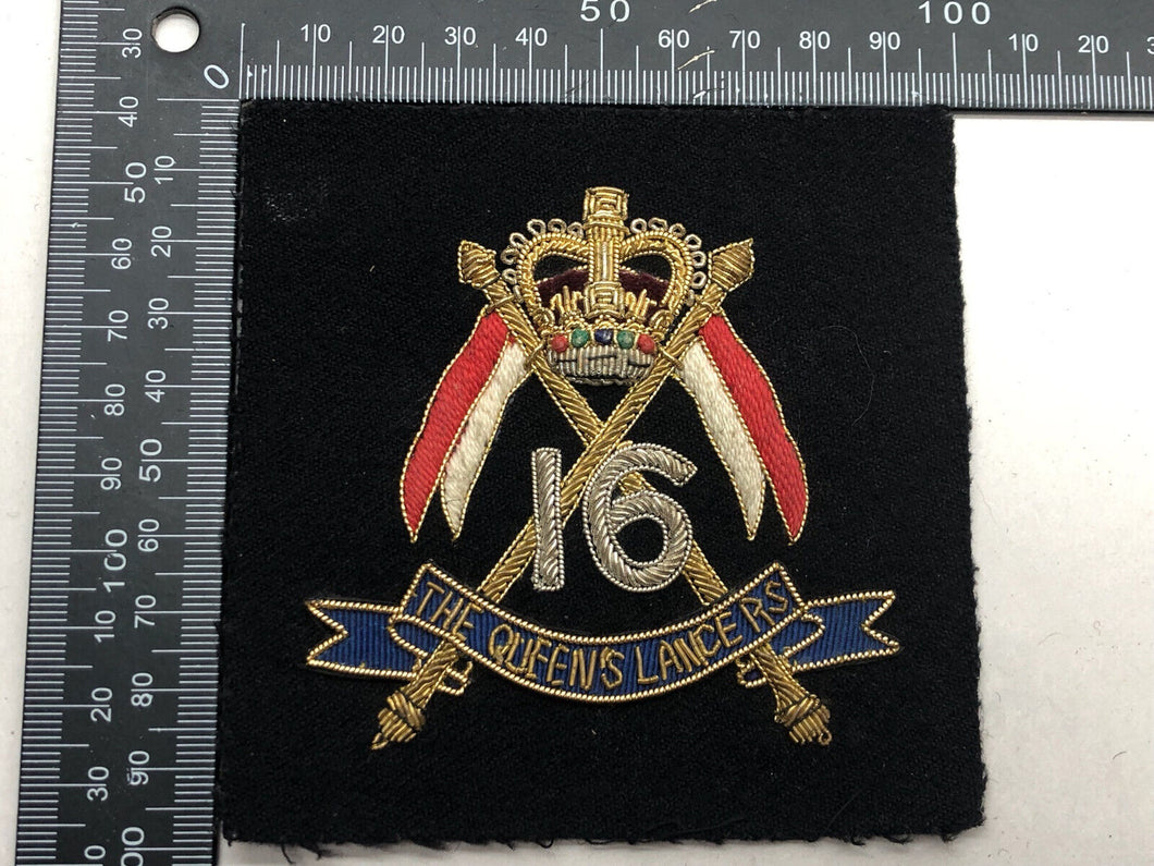 British Army Bullion Embroidered Blazer Badge - 16th The Queen's Lancers