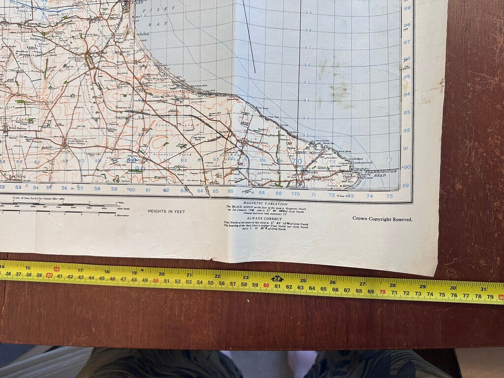 Original WW2 British Army GSGS OS Map of England & Wales - Scarborough - The Militaria Shop