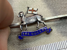 Load image into Gallery viewer, Original British Army - The Queen&#39;s Regiment Silver &amp; Enamel Sweetheart Brooch
