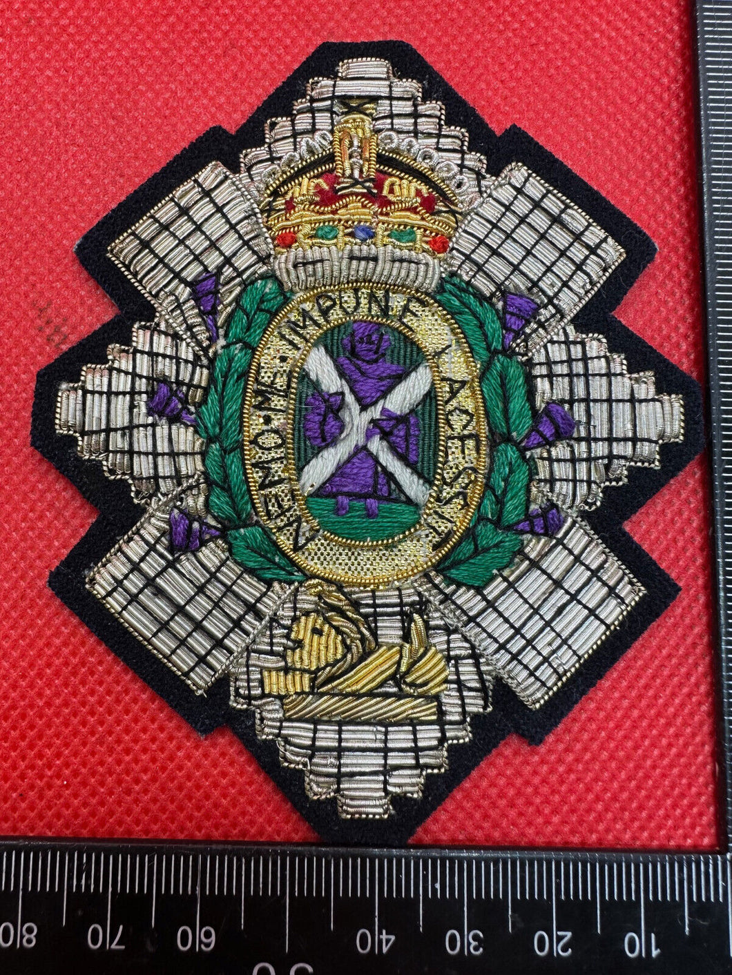 British Army Bullion Embroidered Blazer Badge - The Black Watch Reg -Kings Crown