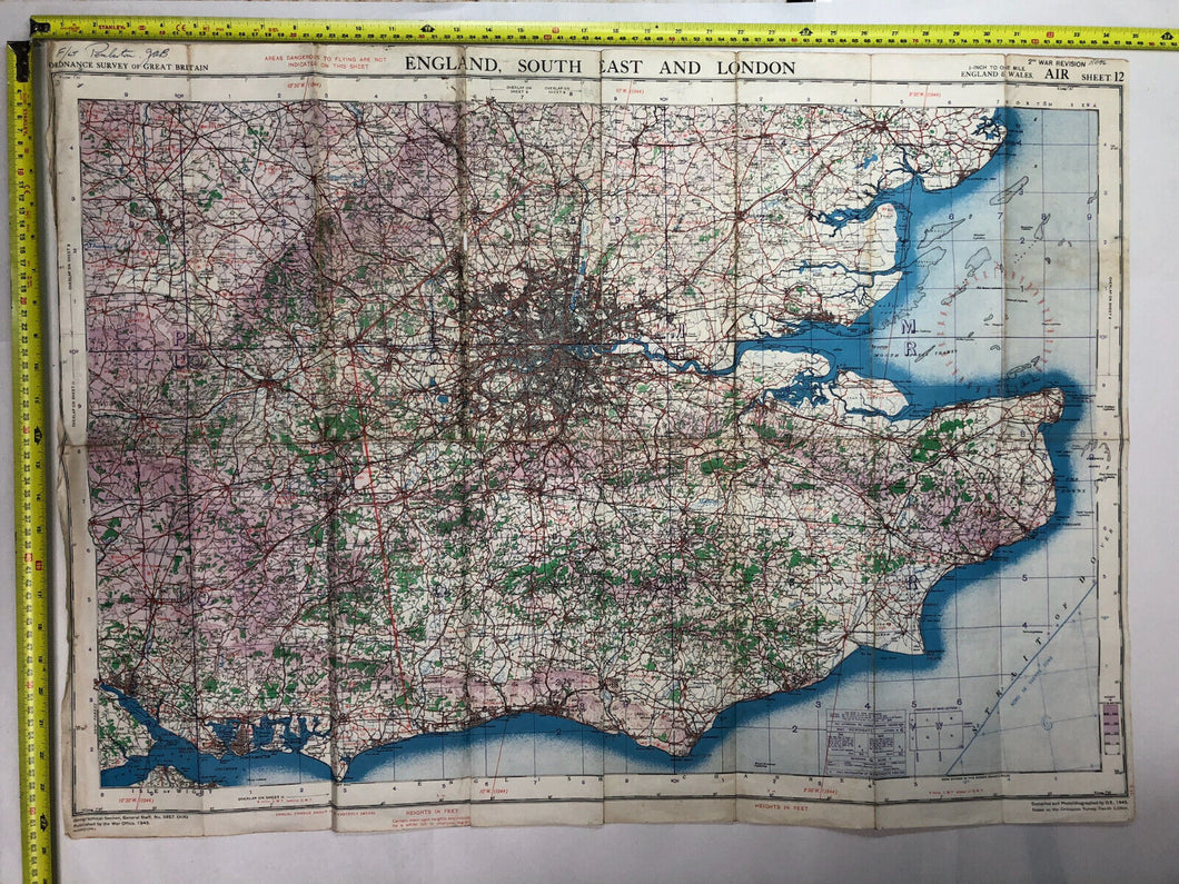 Original WW2 British Army / RAF Map - South East England & London