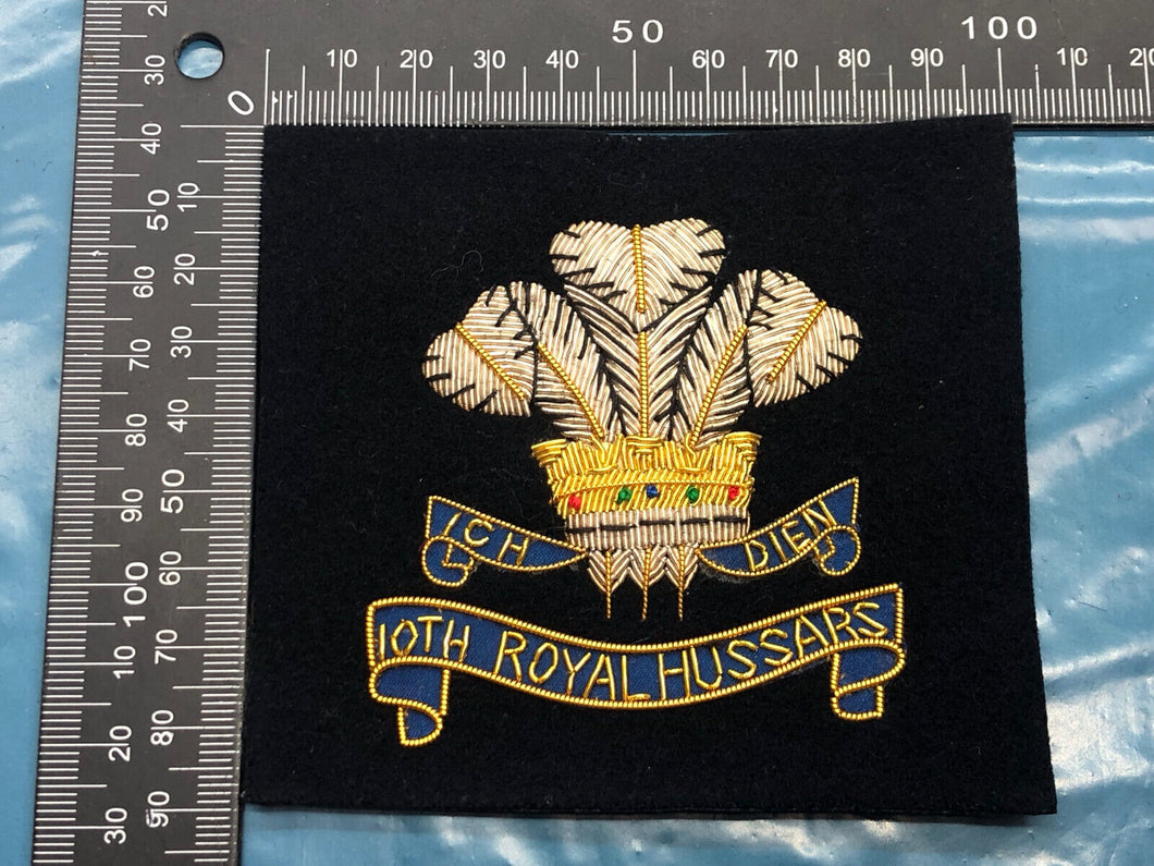 British Army Bullion Embroidered Blazer Badge - 10th Royal Hussars