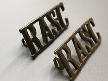 Load image into Gallery viewer, Original British Army WW2 Pair of Royal Army Service Corps RASC Shoulder Titles
