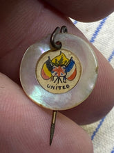 Load image into Gallery viewer, Original WW1 British Home Front Fundraising Badge - Mother of Pearl with Flags
