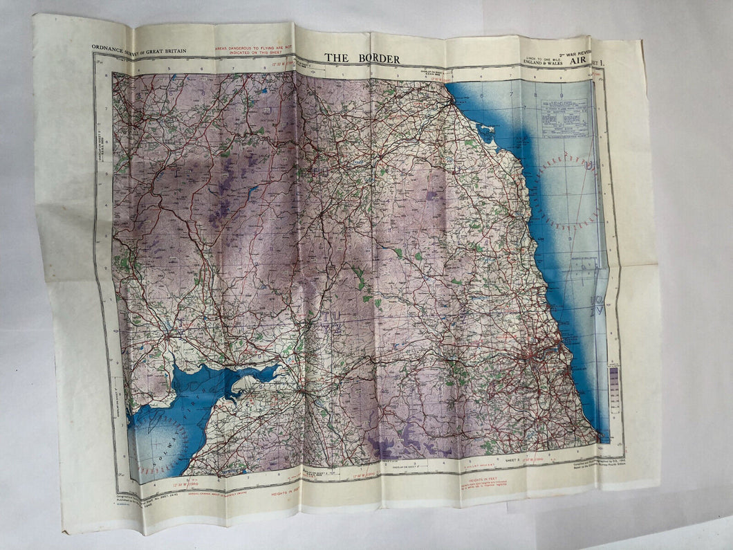 Original WW2 British Army / RAF Map - The Scottish Border with England