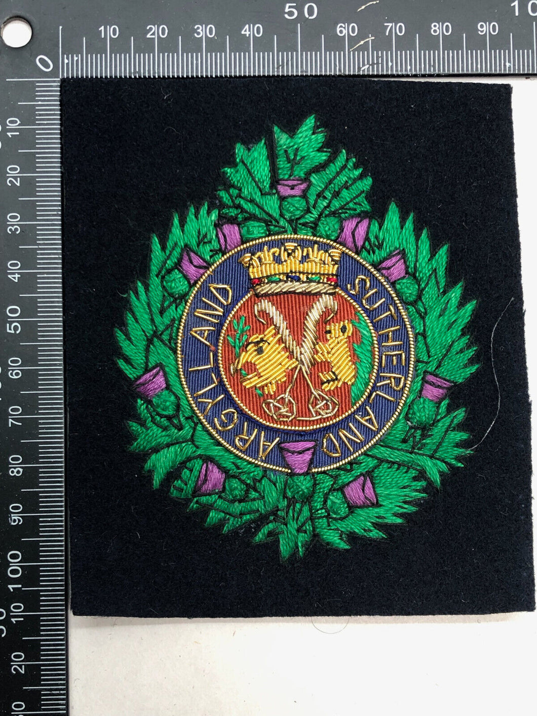 British Army Bullion Embroidered Blazer Badge - Argyll & Sutherland Highlanders