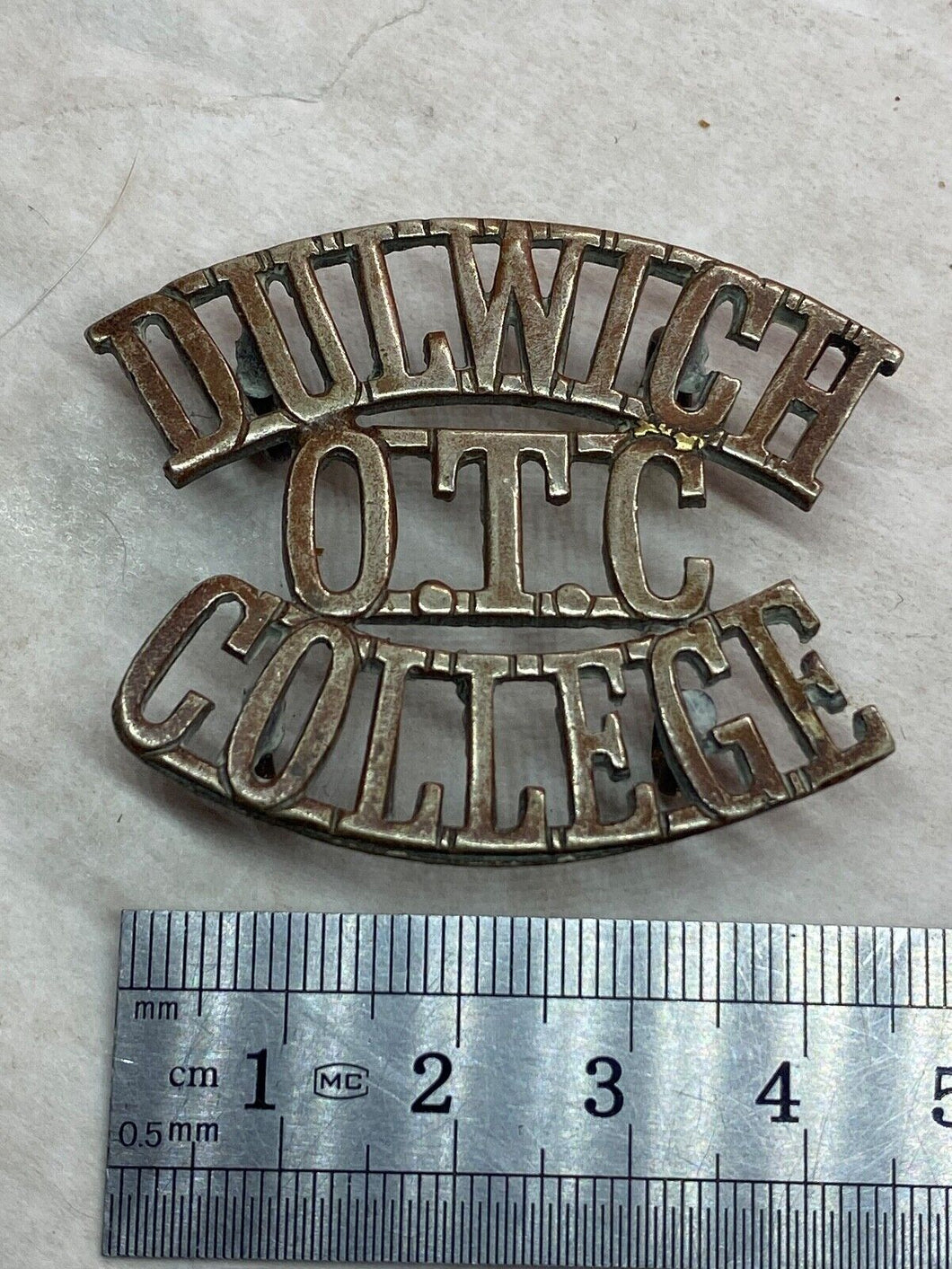 Original WW1 British Army Dulwich OTC College WM Shoulder Title