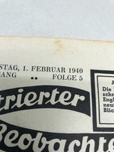 Charger l&#39;image dans la galerie, JB Juustrierter Beobachter NSDAP Magazine Original WW2 German - 1st February 1940
