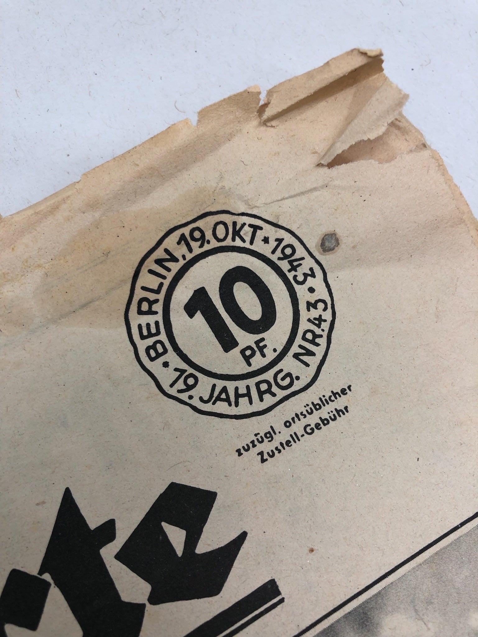 Original WW2 German Political Newspaper - 19th October 1943 - The Militaria Shop