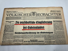 Load image into Gallery viewer, Original WW2 German Nazi Party VOLKISCHER BEOBACHTER Political Newspaper - 12 October 1938
