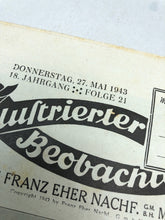 Charger l&#39;image dans la galerie, JB Juustrierter Beobachter NSDAP Magazine Original WW2 German - 27 May 1943
