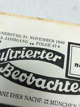 Load image into Gallery viewer, JB Juustrierter Beobachter NSDAP Magazine Original WW2 German - 21 November 1940

