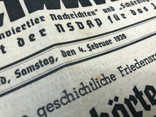 Charger l&#39;image dans la galerie, Original WW2 German NSDAP Heimatblatt Political Newspaper - 4th February 1939
