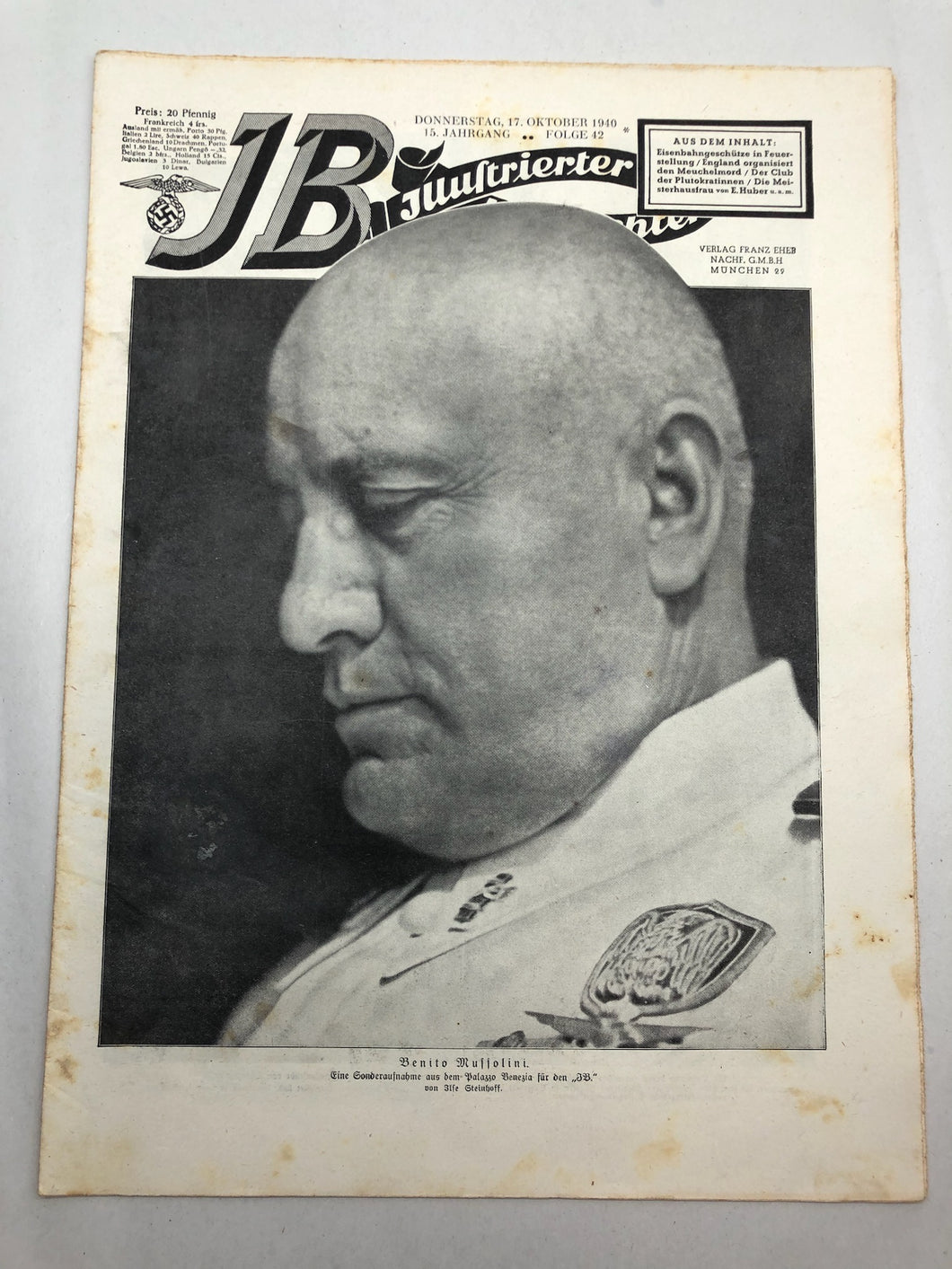 JB Juustrierter Beobachter NSDAP Magazine Original WW2 German - 17 October 1940