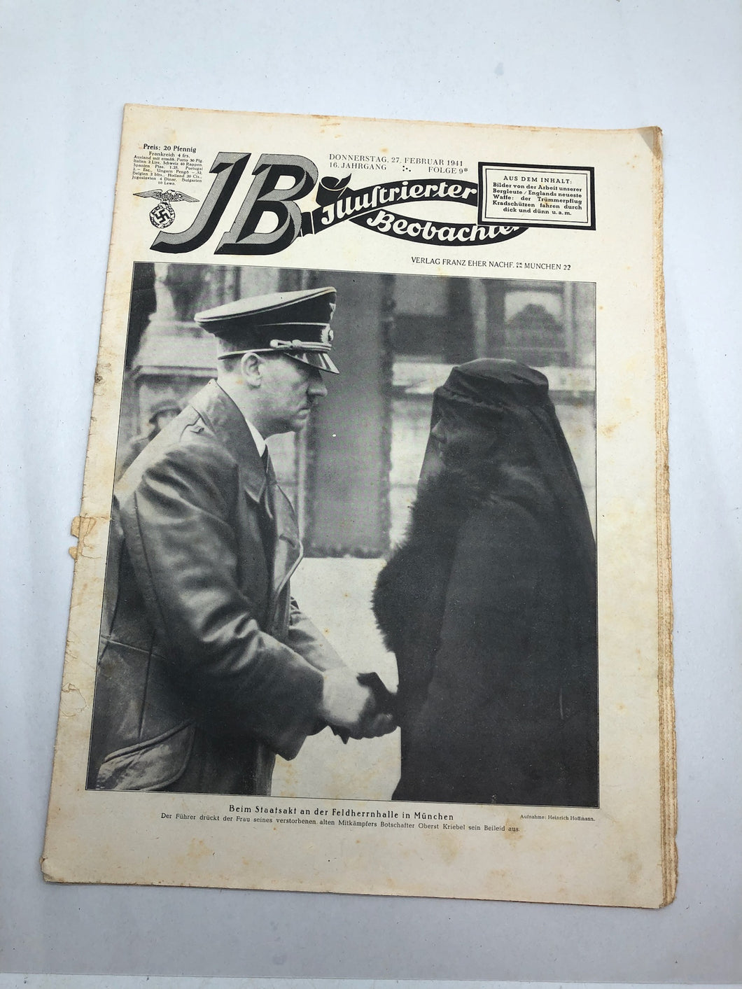 JB Juustrierter Beobachter NSDAP Magazine Original WW2 German - 27 February 1941
