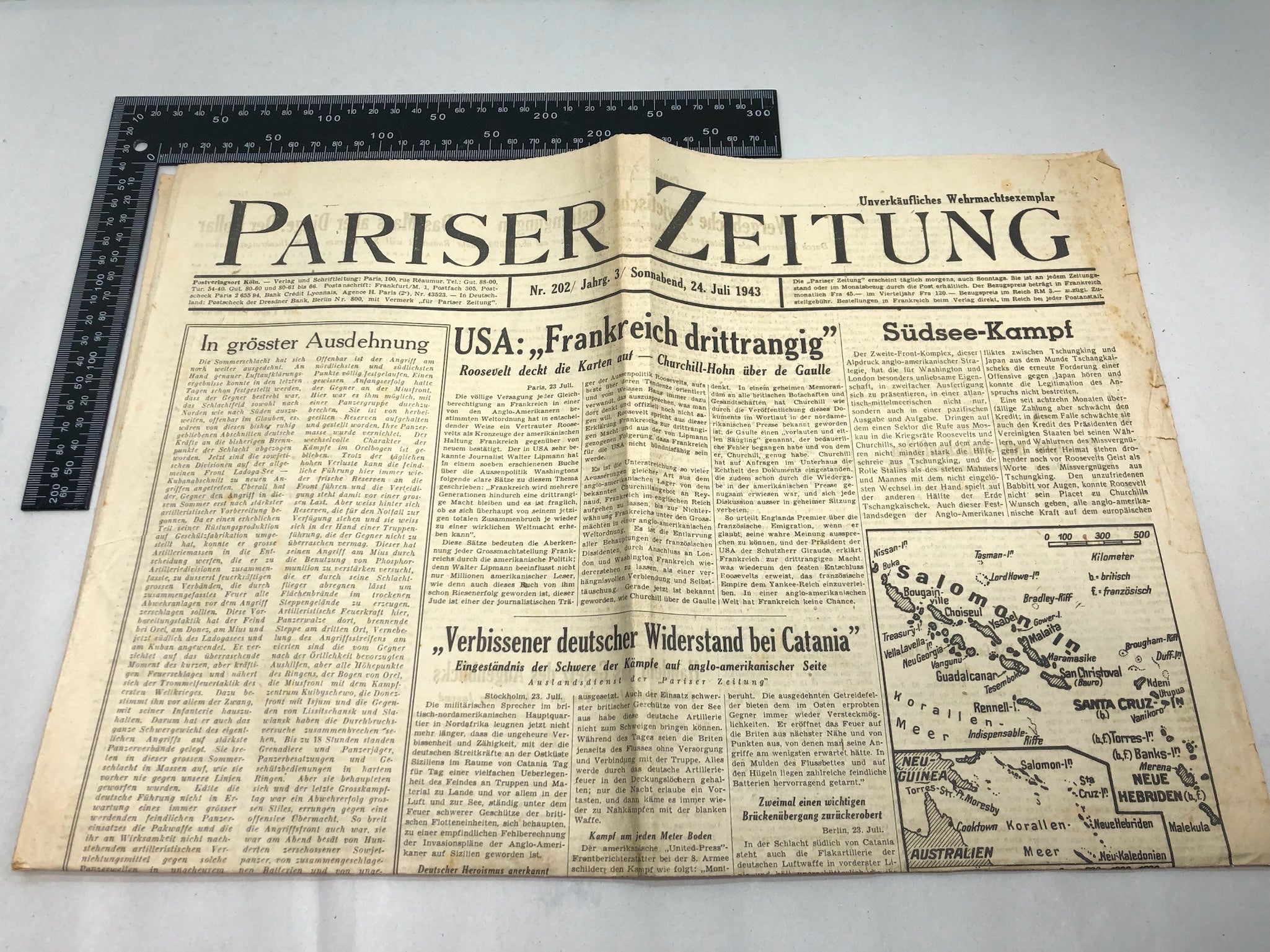 Original WW2 German Political Newspaper - 24th July 1943 - The Militaria Shop