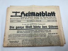 Load image into Gallery viewer, Original WW2 German NSDAP Heimatblatt Political Newspaper - 4th February 1939
