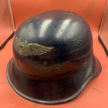 Load image into Gallery viewer, Original WW2 German Civil Defence Luftschutz Helmet - Complete with Liner &amp; Chinstrap
