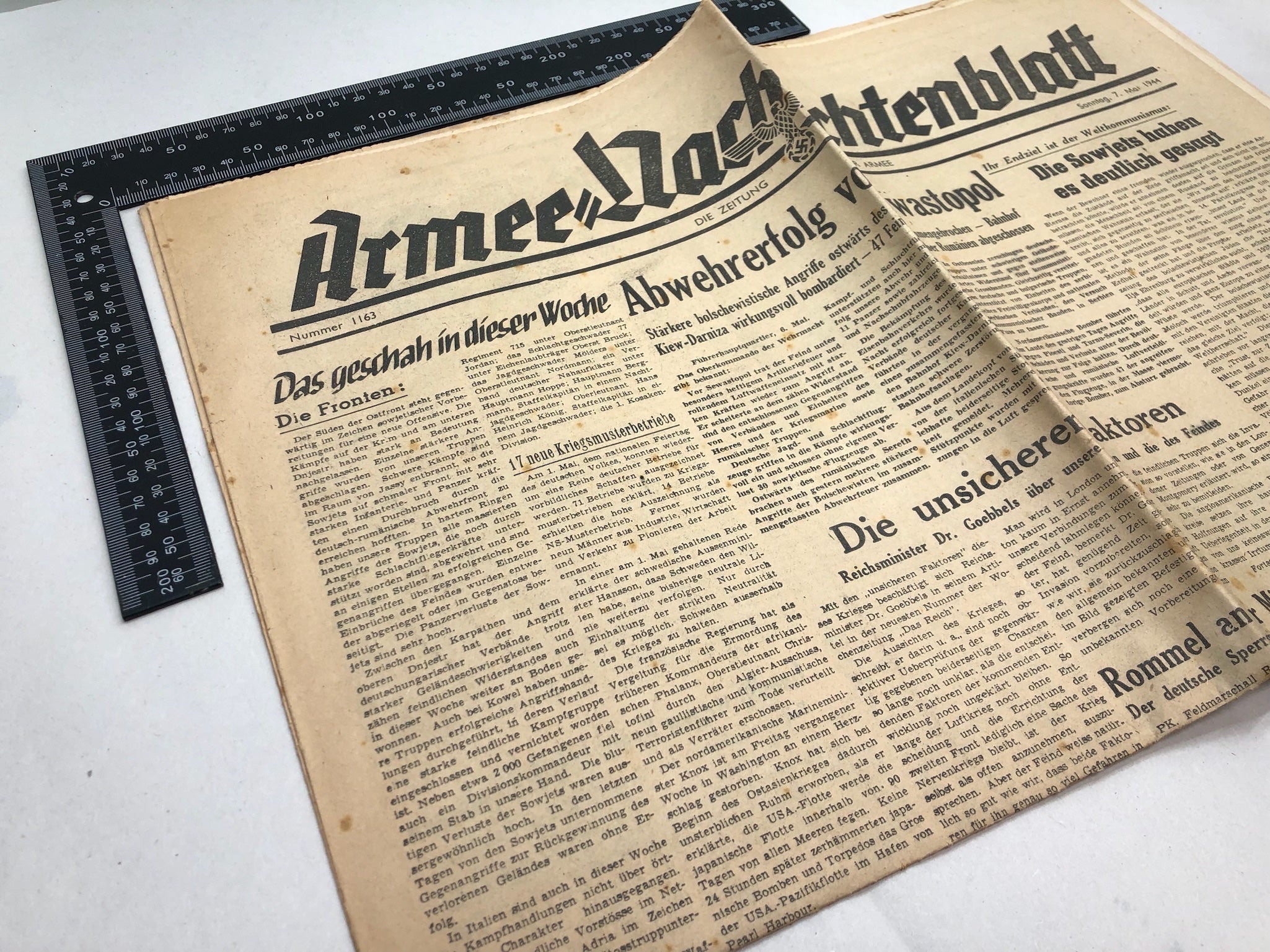 Original WW2 German Political Newspaper - 7th May 1944 - The Militaria Shop