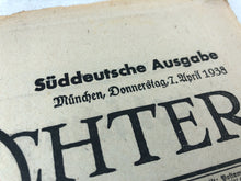 Lade das Bild in den Galerie-Viewer, Original WW2 German Nazi Party VOLKISCHER BEOBACHTER Political Newspaper - 7 April 1938
