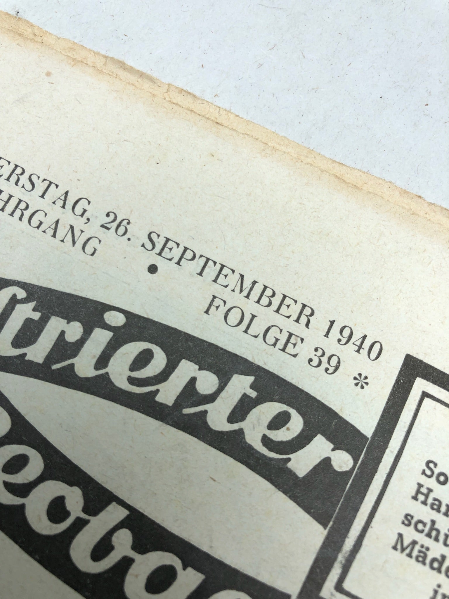 JB Juustrierter Beobachter NSDAP Magazine Original WW2 German - 26th September 1940 - The Militaria Shop