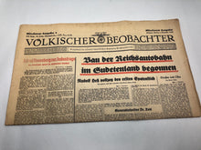 Load image into Gallery viewer, Original WW2 German Nazi Party VOLKISCHER BEOBACHTER Political Newspaper - 2 December 1938
