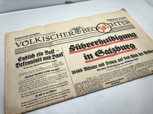 Load image into Gallery viewer, Original WW2 German Nazi Party VOLKISCHER BEOBACHTER Political Newspaper - 7 April 1938
